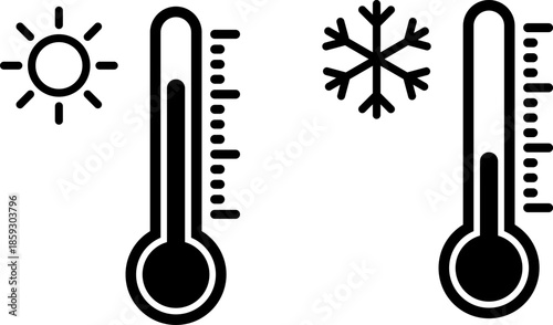Temperature indicators showing hot and cold