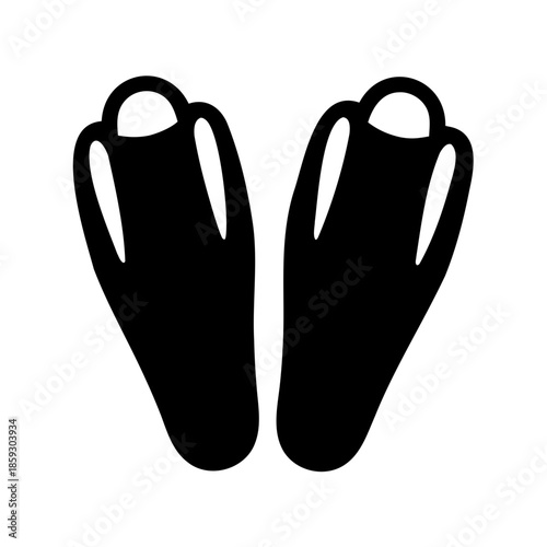 Silhouette of snorkeling flippers isolated on a white background illustration