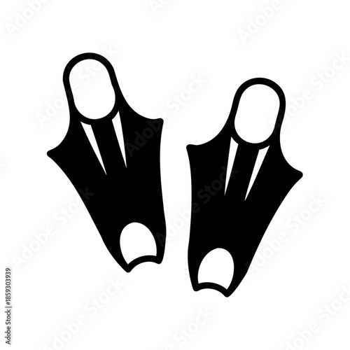 Pair of Solid Black Diving Fins for Swimming and Water Sports