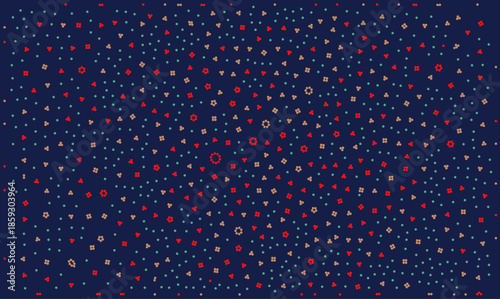 Abstract biotechnology vector background featuring molecular particles and atomic clusters. Dark blue digital design with dots representing nano science, medical research, and microbiology concepts.