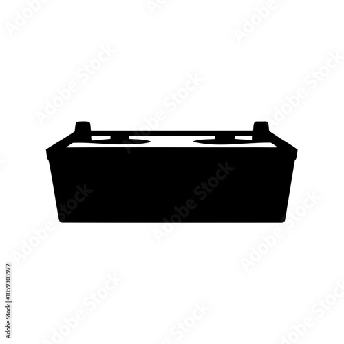 Black silhouette of a battery used in vehicles and equipment and engines