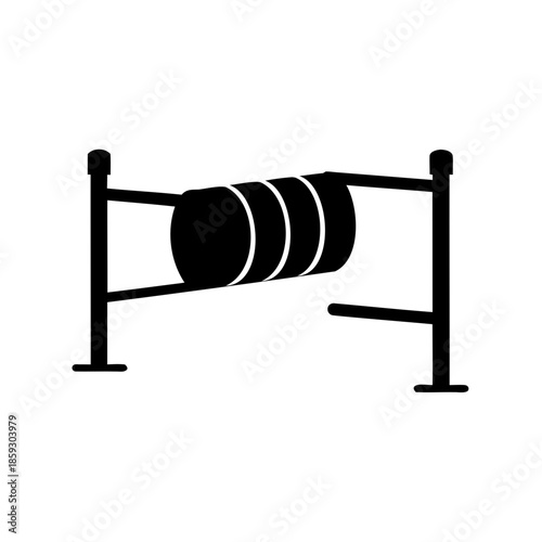 Black silhouette of an agility dog walk obstacle on a white background