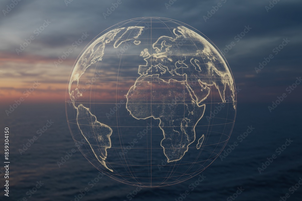 Naklejka premium Globe on the Sea