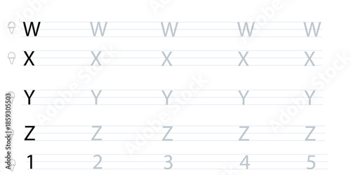Alphabet and number handwriting practice worksheet