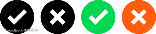 Check and cross icons in circles