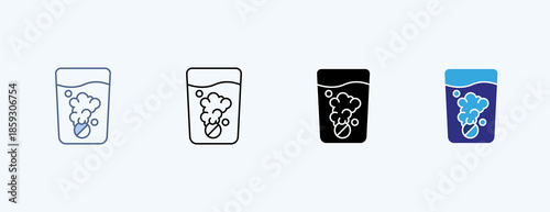 Effervescent Tablet Multiple Icon Illustration Vector