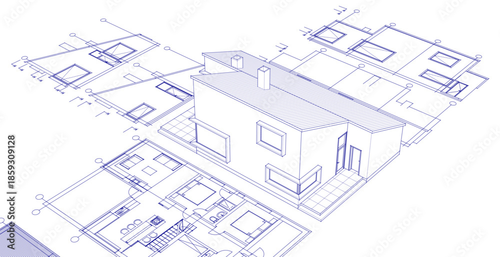 Fototapeta premium house architecture plan 3d illustration 
