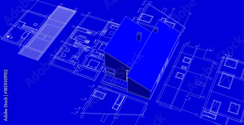 house architecture plan 3d illustration	