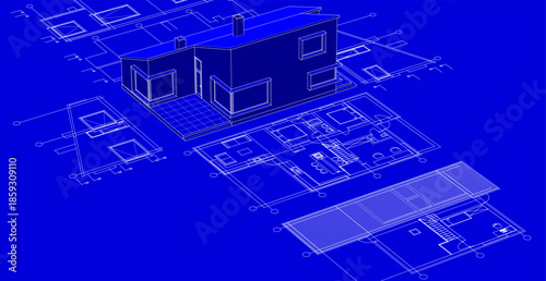house architecture plan 3d illustration	