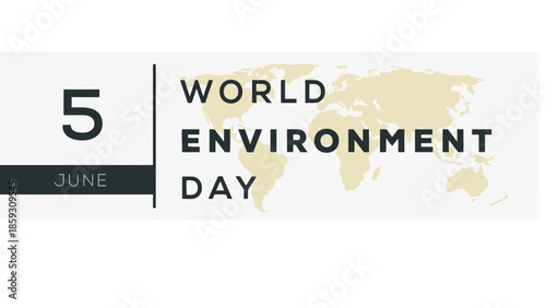 World Environment Day banner with map silhouette for June 5th awareness