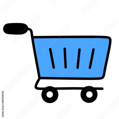 A vector illustration of a shopping cart icon button for an e-commerce web store symbol used in online retail business and supermarket market commerce for a digital buy basket or trolley design
