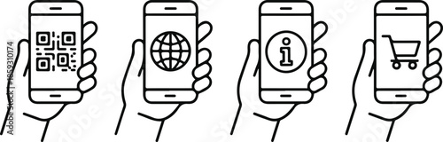 Hand holding smartphone with various apps icons, mobile phone concept