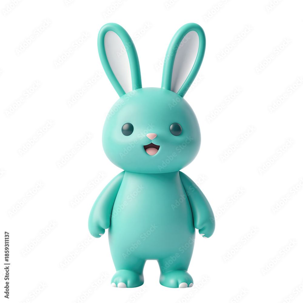 Fototapeta premium Cute green bunny character with smiling face