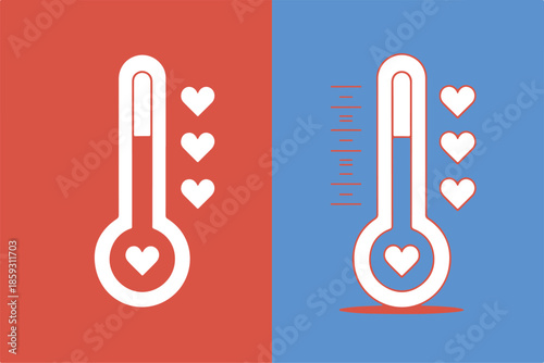 Heart temperature measurement concept on split background
