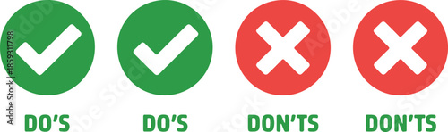 Do's and don'ts check marks and crosses concept for decisions