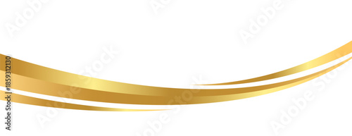 Golden swooshes wave element with a metallic gradient for a luxurious border or footer on a certificate, banner, or invitation