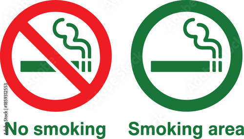 No smoking and smoking area signs for public health guidance