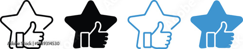 Star and thumbs up icon on transparent background