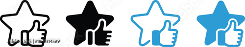 Star and thumbs up icon on transparent background