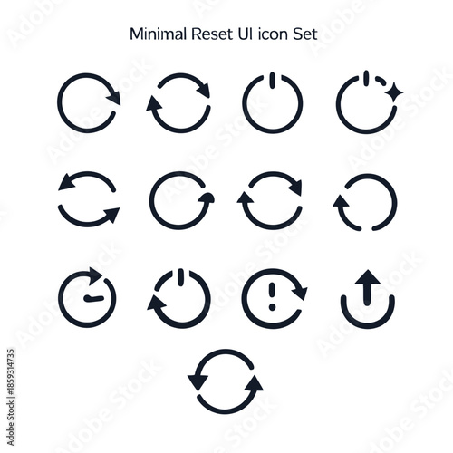 A comprehensive collection of minimal reset and refresh user interface icons.