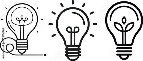 Creative illustrations of lightbulbs symbolizing innovation, energy, and sustainable growth 