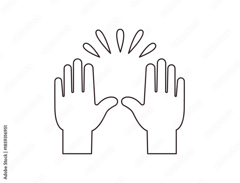Obraz premium raising hands pair of hands raised in air happy joy celebration hand fingers emoji symbol sign icon vector illustration isolated flat
