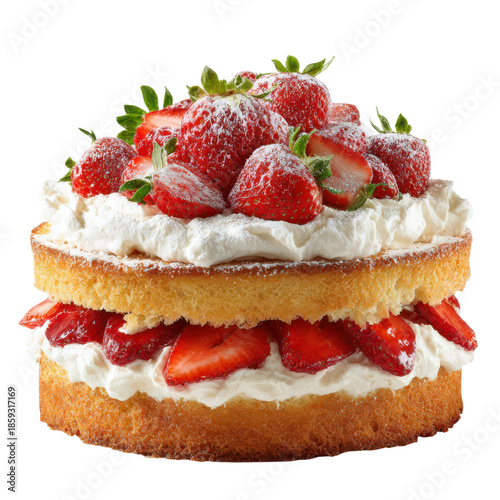 3d illustration of strawberry shortcake isolated on transparent background