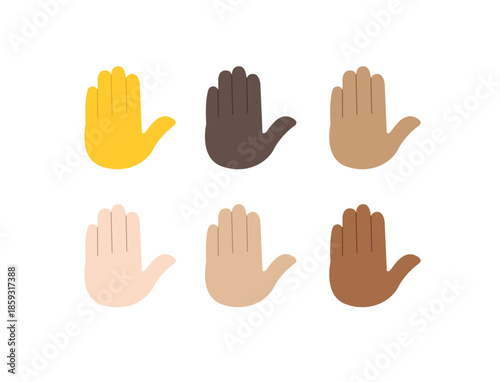 hand high five raised in the air palm finger emoji symbol sign icon vector illustration isolated flat
