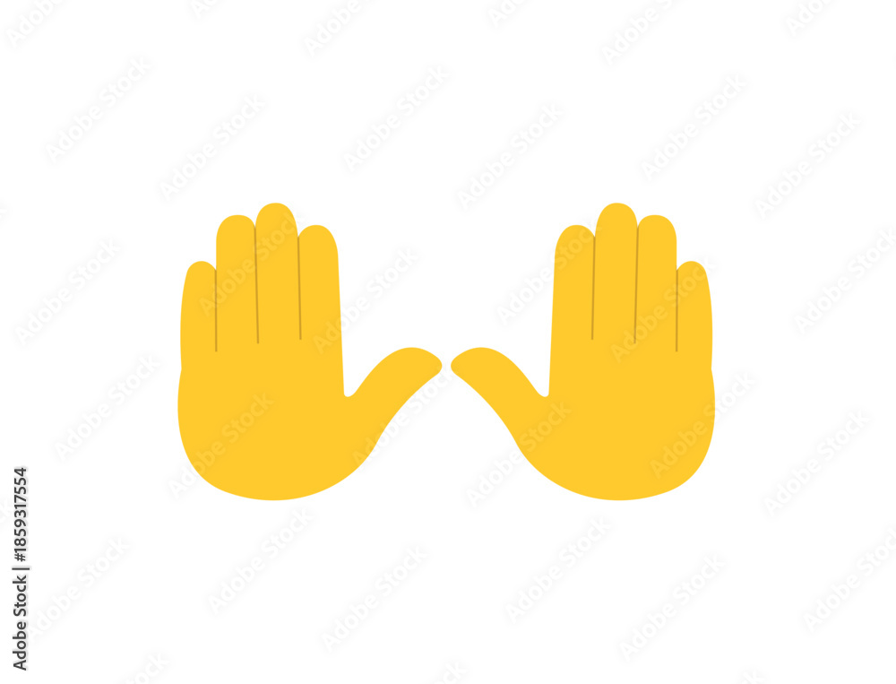 Obraz premium raising hands pair of hands raised in air happy joy celebration hand fingers emoji symbol sign icon vector illustration isolated flat