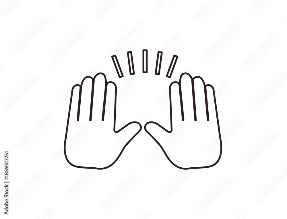 Obraz premium raising hands pair of hands raised in air happy joy celebration hand fingers emoji symbol sign icon vector illustration isolated flat