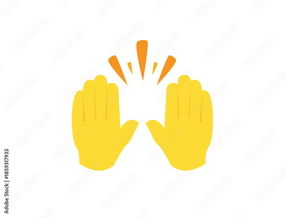 Obraz premium raising hands pair of hands raised in air happy joy celebration hand fingers emoji symbol sign icon vector illustration isolated flat