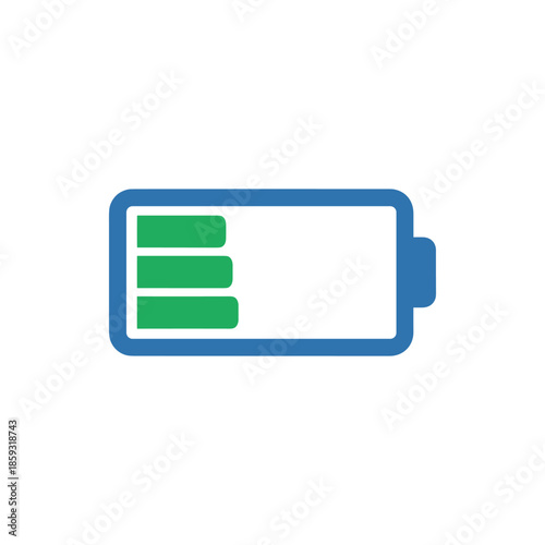 Battery charge level indicator with three segments illuminated, signifying partial power