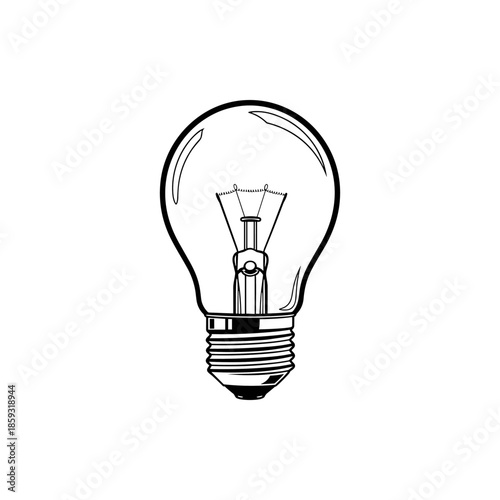 A brilliant symbol of innovation and bright ideas, this classic incandescent light bulb illustration represents electricity, creativity, and new beginnings