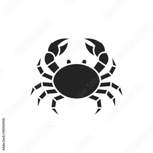 Black Silhouette of a Crab on a White Background
