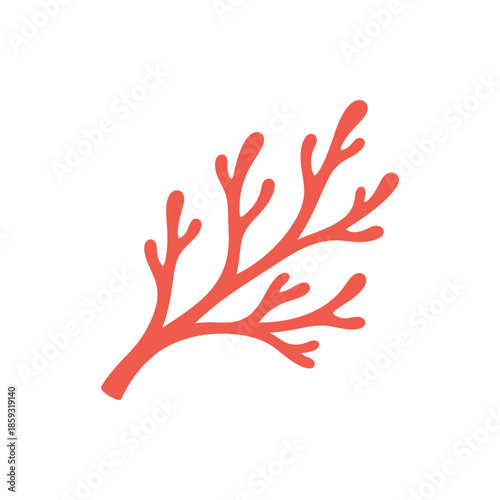 Vibrant minimalist red marine flora illustration capturing the essence of underwater life and botanical beauty for ecological and aquatic themed designs