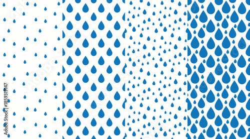 Blue raindrops on white background pattern. Spring Vector Packs. EPS Editable