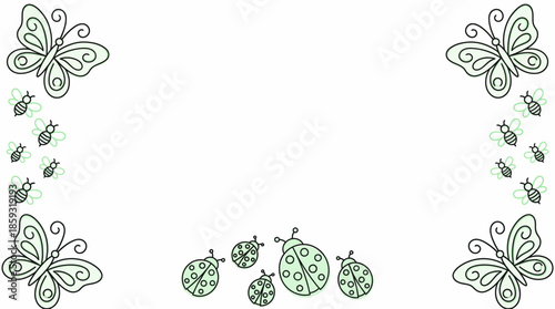 Butterflies and flowers decorative illustration. Spring Vector Packs. EPS Editable
