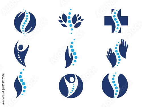 Chiropractic Logo Set. Spine and Wellness Symbols