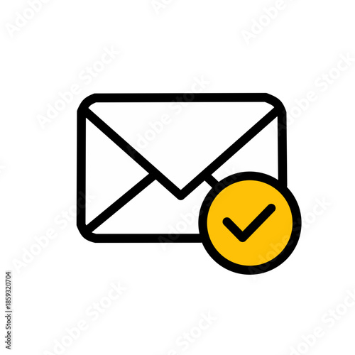 Verified Email Color Icon Flat Vector Transparent Background