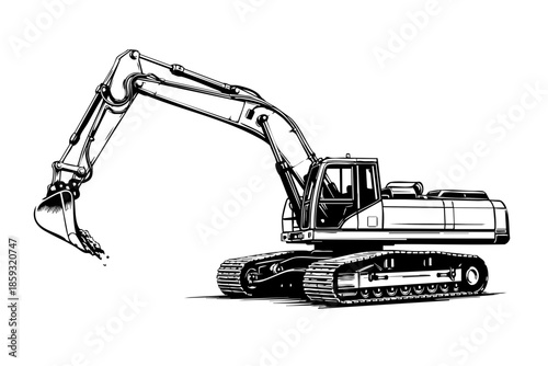 Side profile excavator with extended boom and bucket