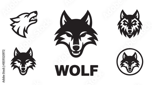 Wolf Head Icons in Various Styles and Formats for Logo Design