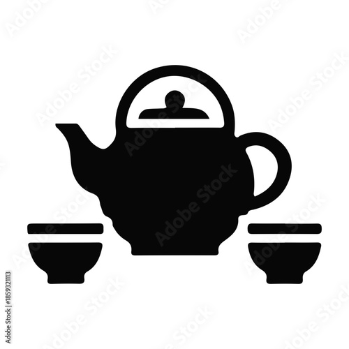 Embrace the serene traditions of the lunar new year with a classic tea ceremony icon, featuring an elegant teapot and accompanying teacups, symbolizing new beginnings for festive celebrations