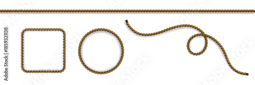 Strong jute twine pattern brushes for creative border designs vector