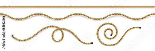 Vintage hemp cord borders and decorative circular knot frames vector