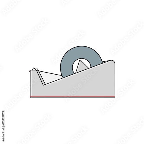 Clean line art illustration showcasing the essential concept of a desk tape dispenser, ideal for streamlining office tasks and creative project adhesion