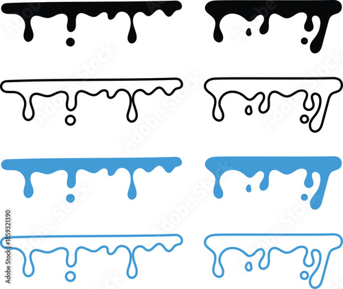 Abstract paint drip collection with bright colorful liquid splatters vector