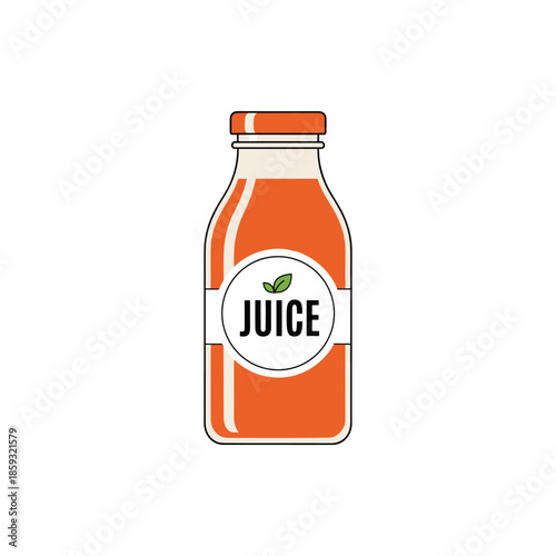 Vibrant graphic icon illustrating a refreshing orange juice bottle, symbolizing natural fruit beverages, healthy drinks, and wholesome liquid refreshment, perfect for modern design