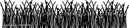 Grass line icon image. Outline grassland or meadow sketch, simple field design. Black grass brush stroke hand drawn texture for garden pattern or lawn. Herb marker. Grass silhouette, meadow border.