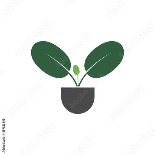 Potted Green Plant Symbol Vector Illustration