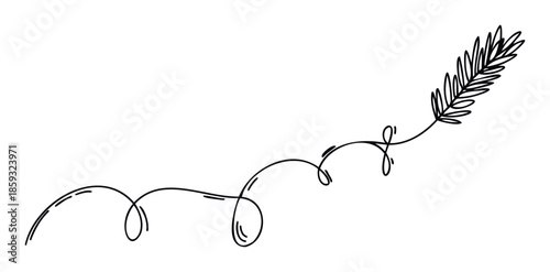 Decorative swirling line with a delicate leafy end provides a charming accent for invitations, borders, or graphic embellishments.